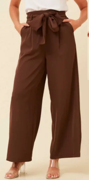 Caroline Morgan - LONG WIDE LEG PAPERBAG WAIST PANT WITH TIE