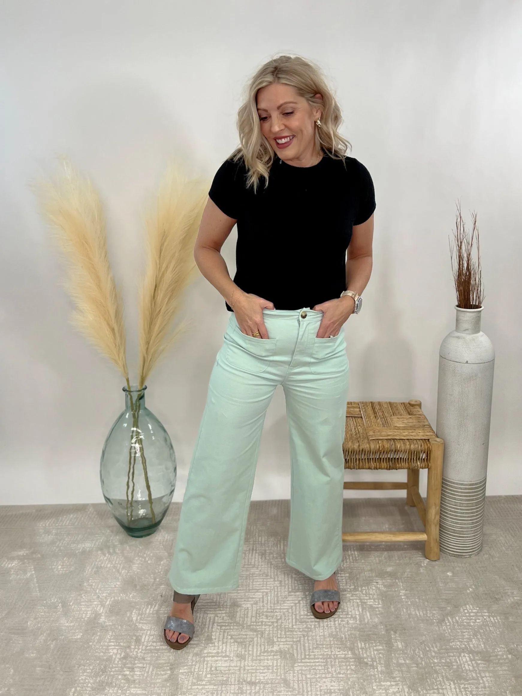 Chic Heritage Wide Leg Pant, Seafoam