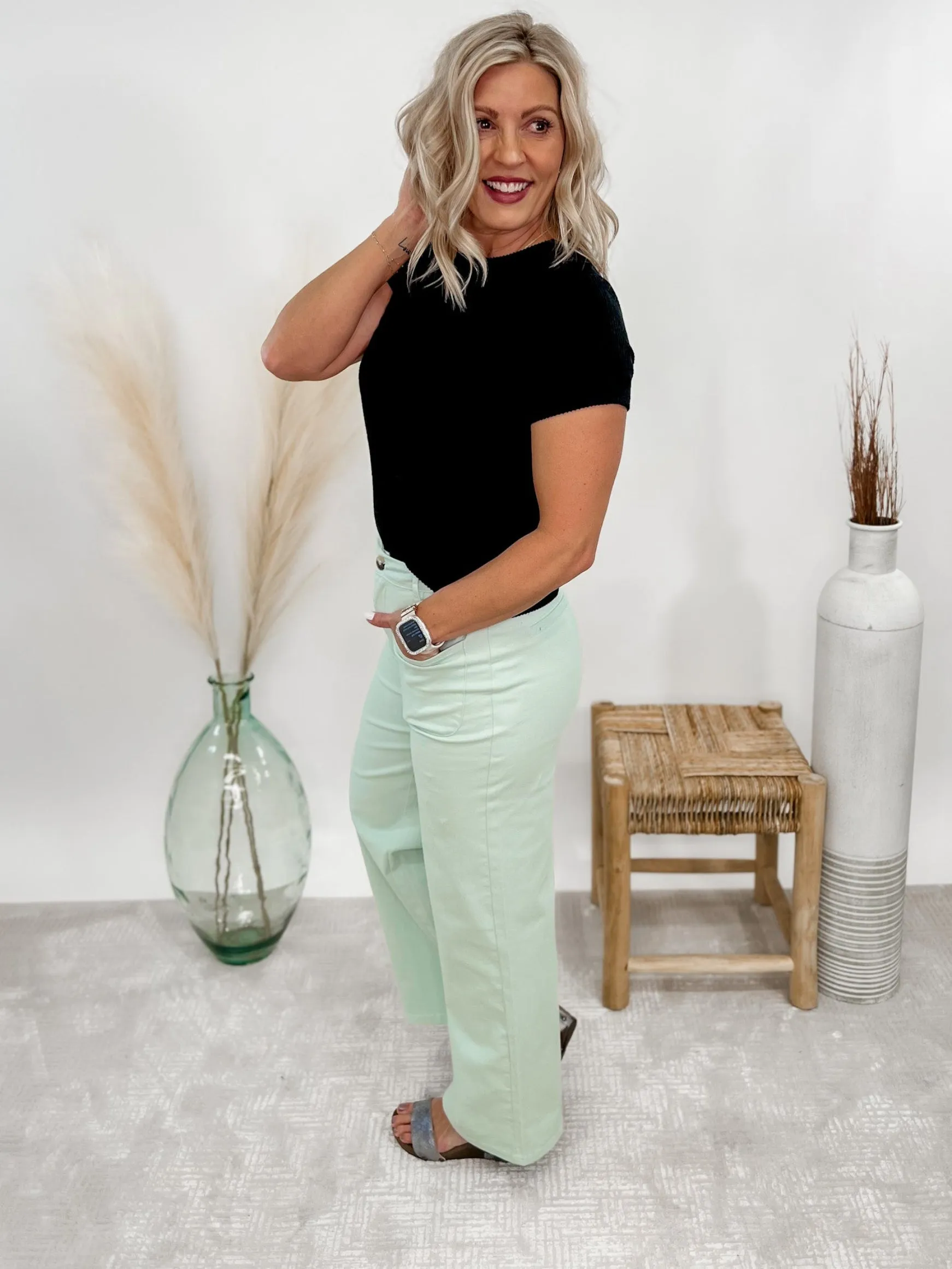 Chic Heritage Wide Leg Pant, Seafoam