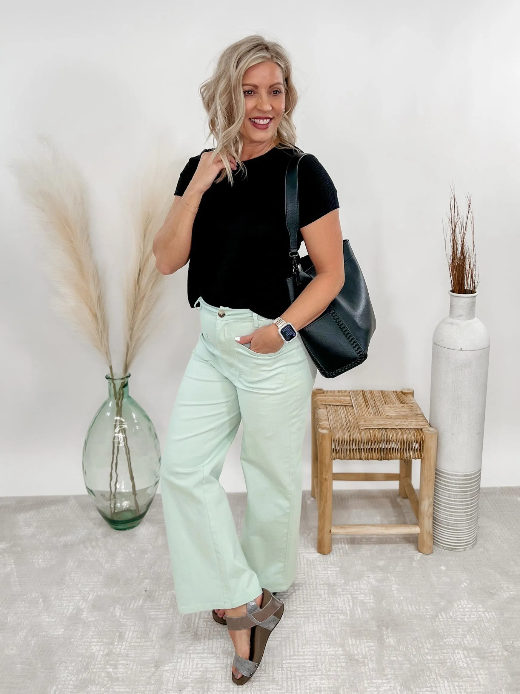 Chic Heritage Wide Leg Pant, Seafoam