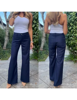 Christi Wide Leg Pant, Navy