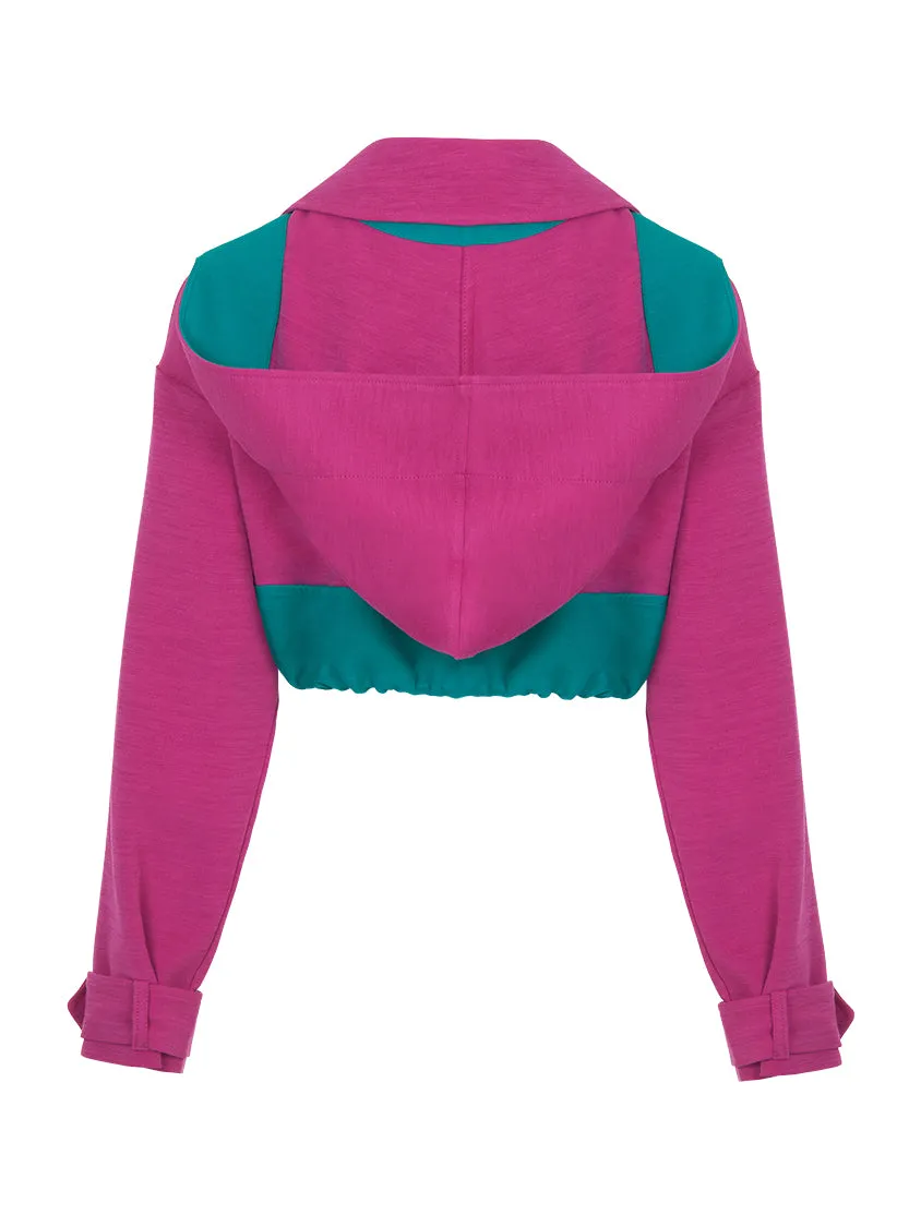 Color Block Cropped Jacket