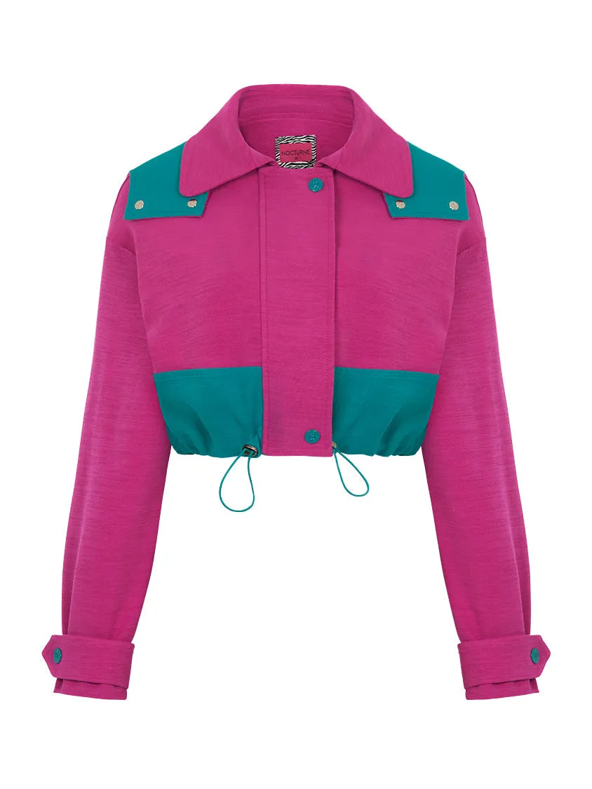 Color Block Cropped Jacket