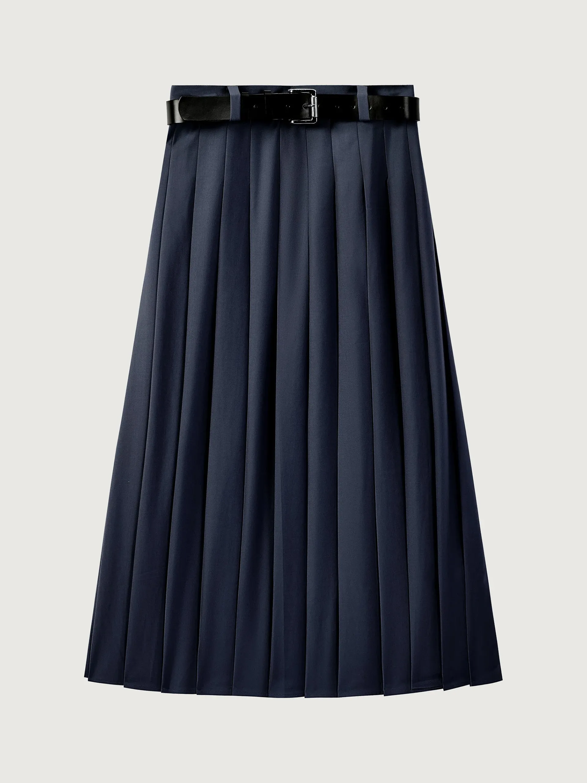Courtney Zheng Heidi Pleated Kilt Maxi Skirt Navy