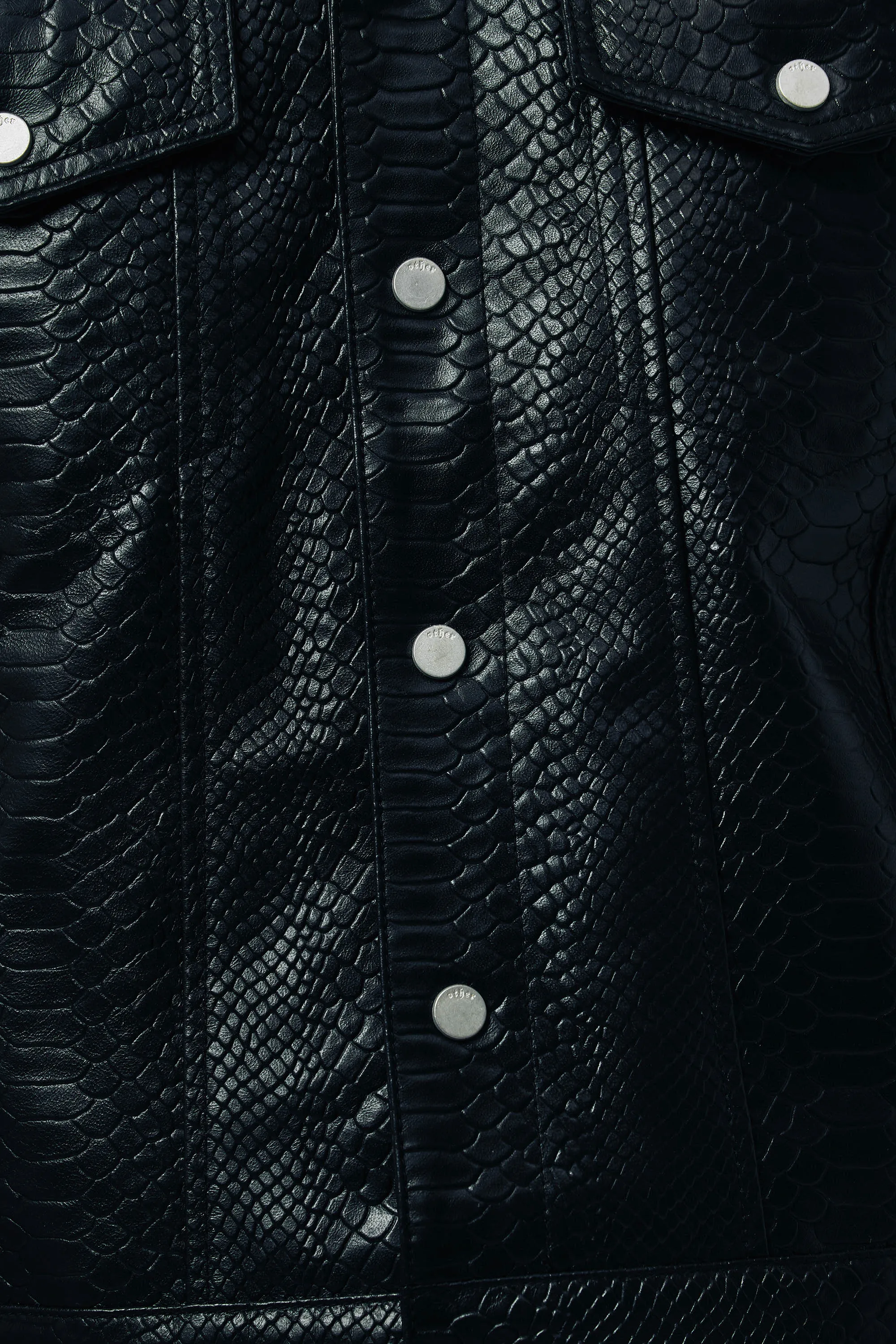 Croc Leather Trucker Jacket