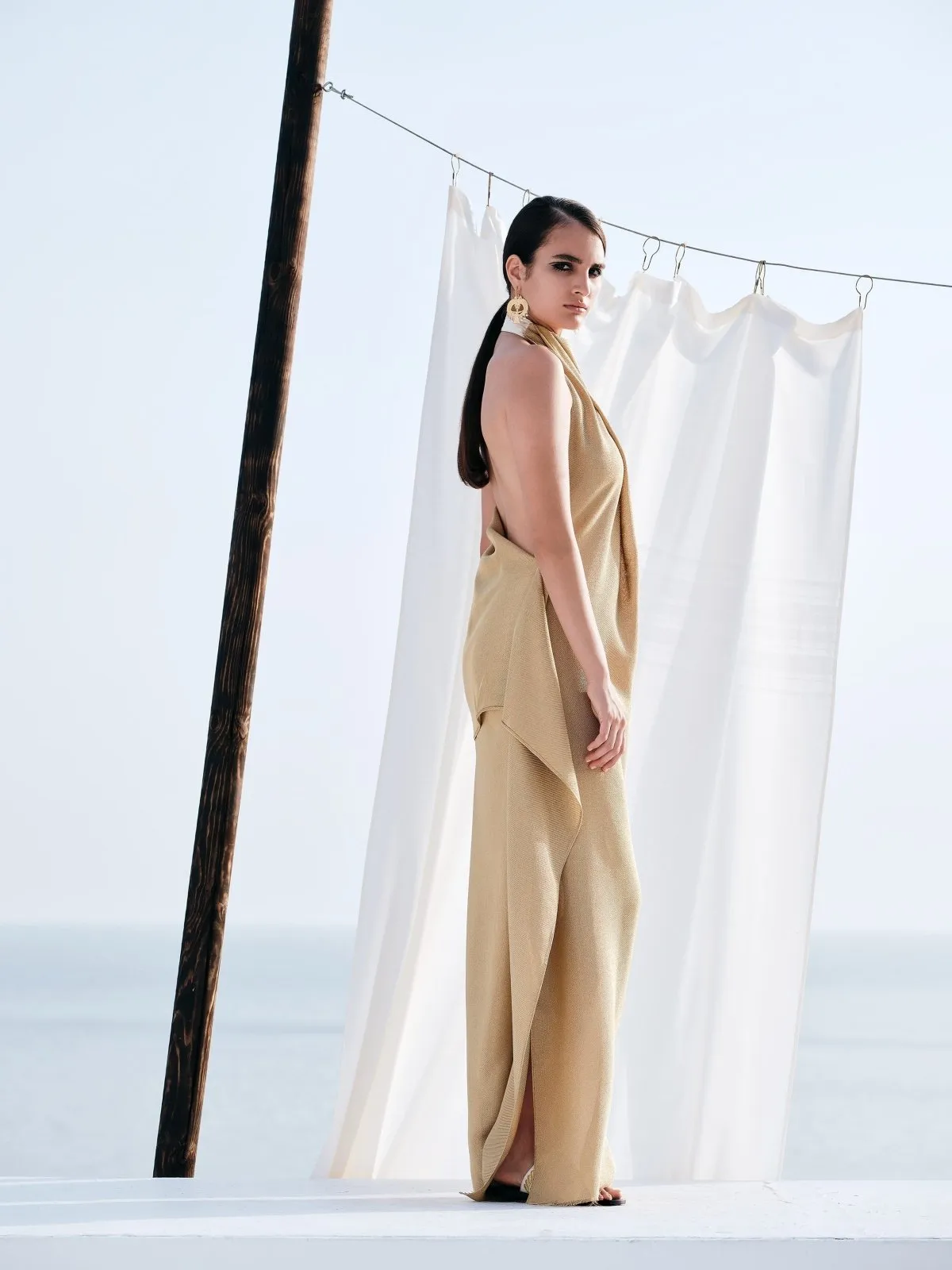 Crocus Draped Halter Neck Maxi Dress