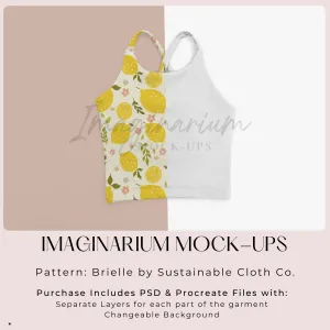Cross Strap Modest Crop Top Brielle Mock Up, Realistic Clothing Mockup for Photoshop and Procreate