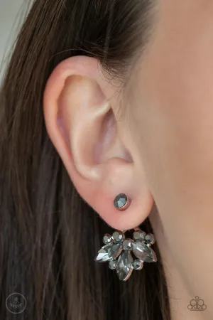 Crystal Constellations - Silver - Hematite Rhinestone Paparazzi Ear Jacket Earrings