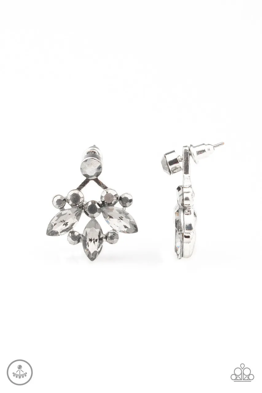 Crystal Constellations - Silver - Hematite Rhinestone Paparazzi Ear Jacket Earrings