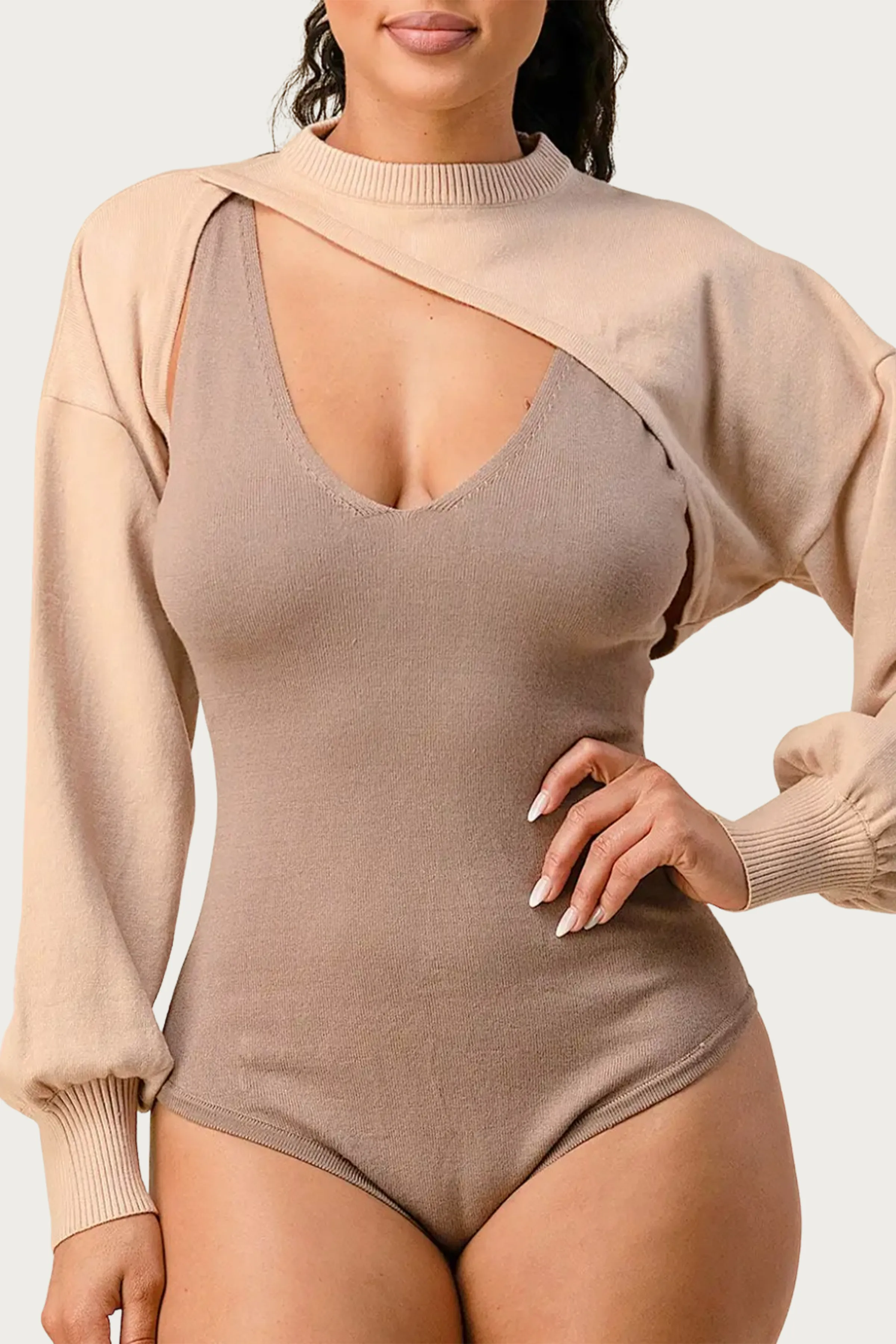 CUTOUT CROPPED BODYSUIT BOLERO SET