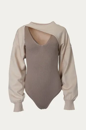 CUTOUT CROPPED BODYSUIT BOLERO SET