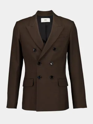 Dark Coffee Double-Breasted Jacket
