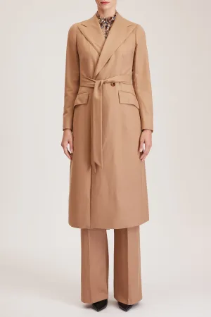 Darlington Jacket - Double breasted long suit jacket in pure beige wool