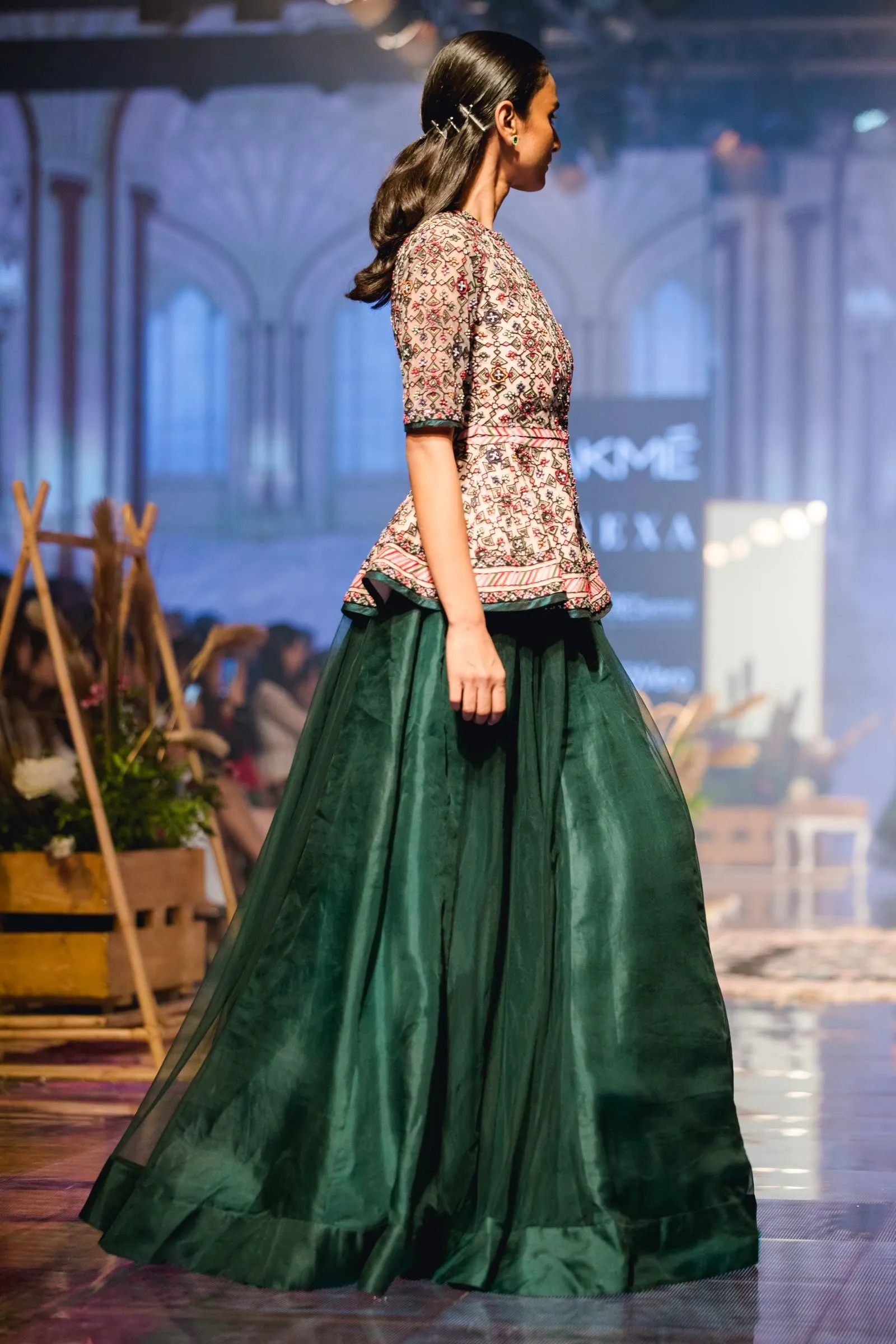 Deep Green Peplum Top With Sharara