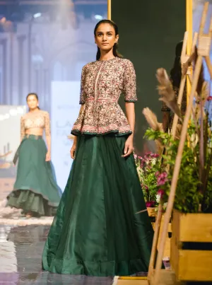 Deep Green Peplum Top With Sharara