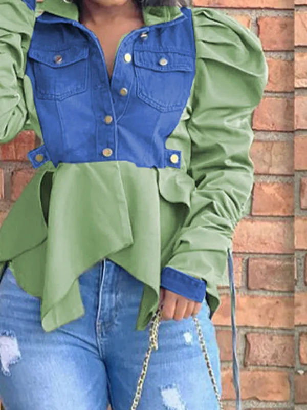 Denim Patchwork Asymmetrical Top