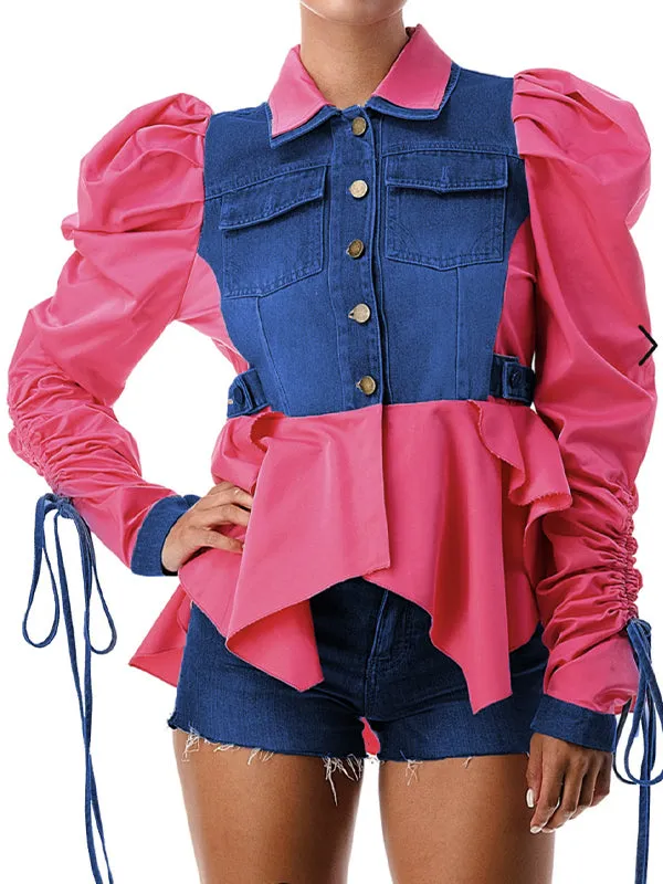 Denim Patchwork Asymmetrical Top