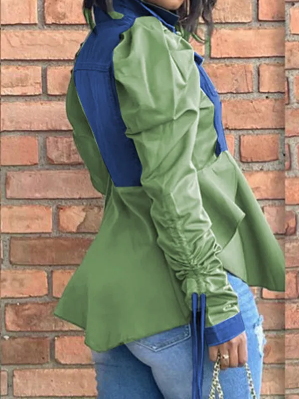 Denim Patchwork Asymmetrical Top