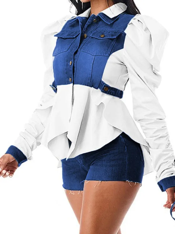 Denim Patchwork Asymmetrical Top