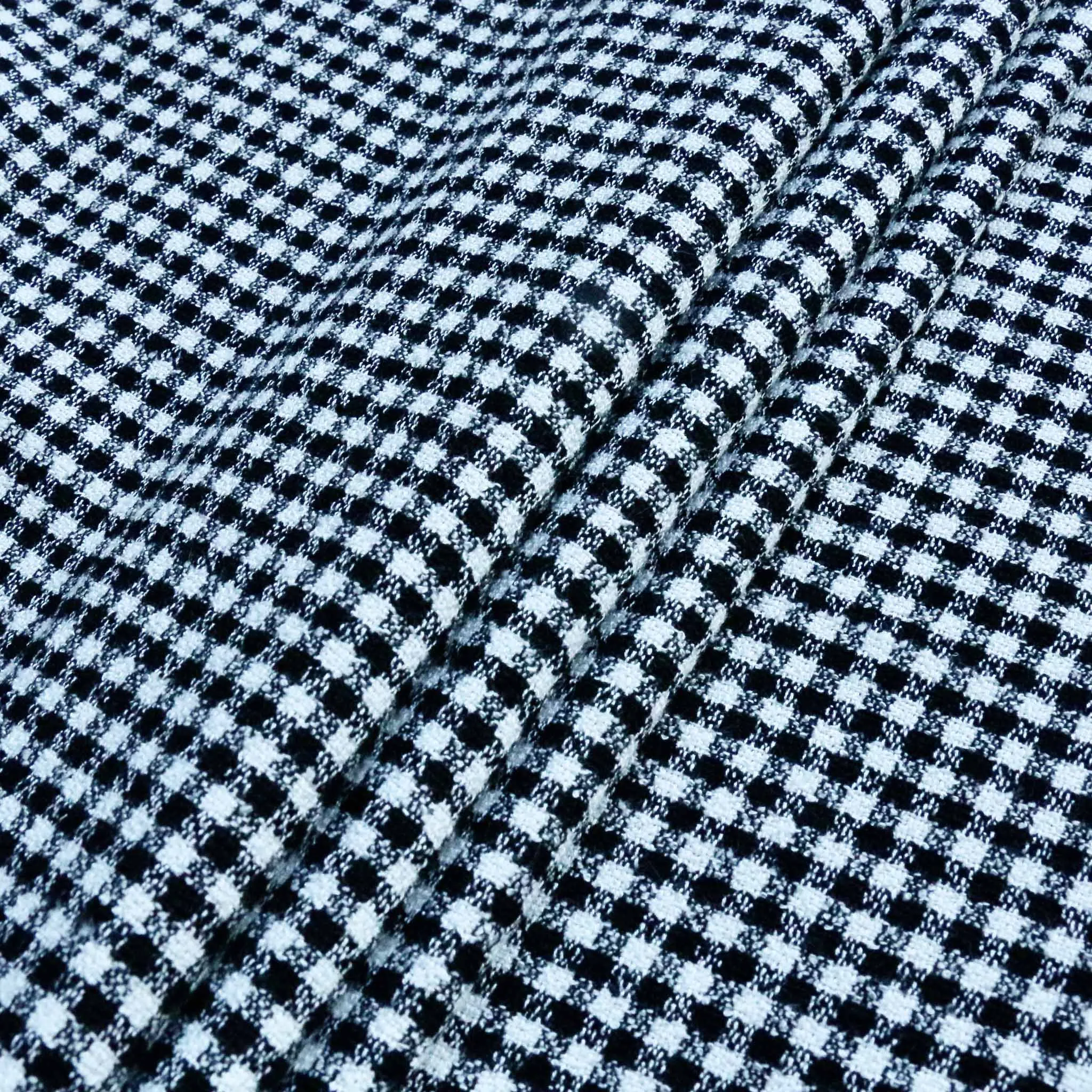 Double Crepe Fabric - Black & off-white check
