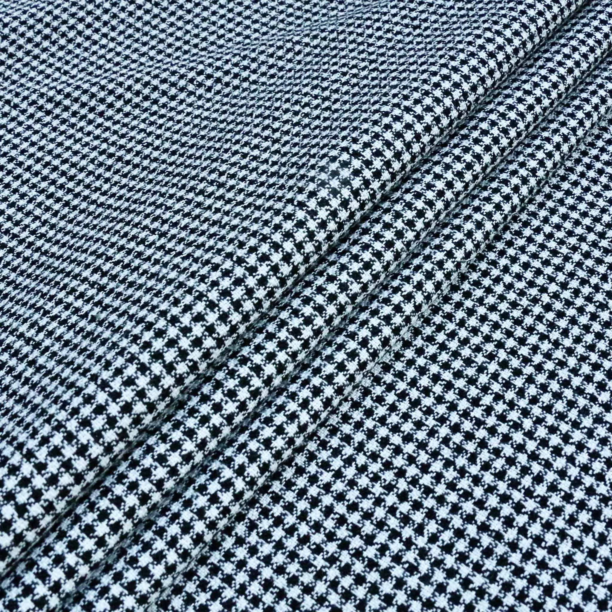 Double Crepe Fabric - Black & off-white check