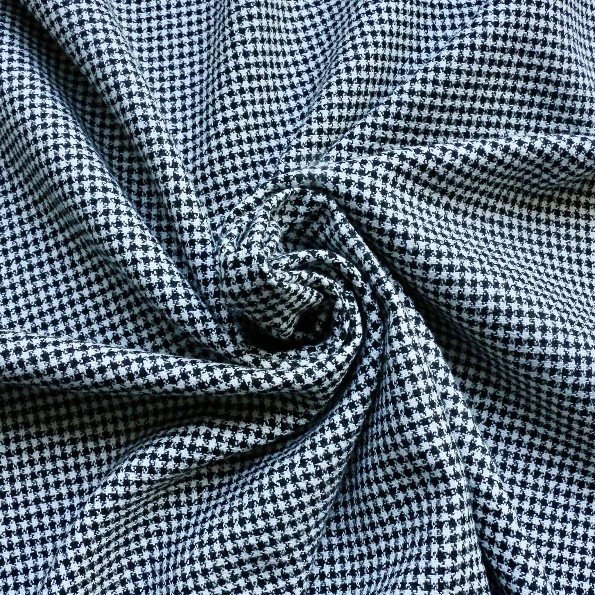 Double Crepe Fabric - Black & off-white check