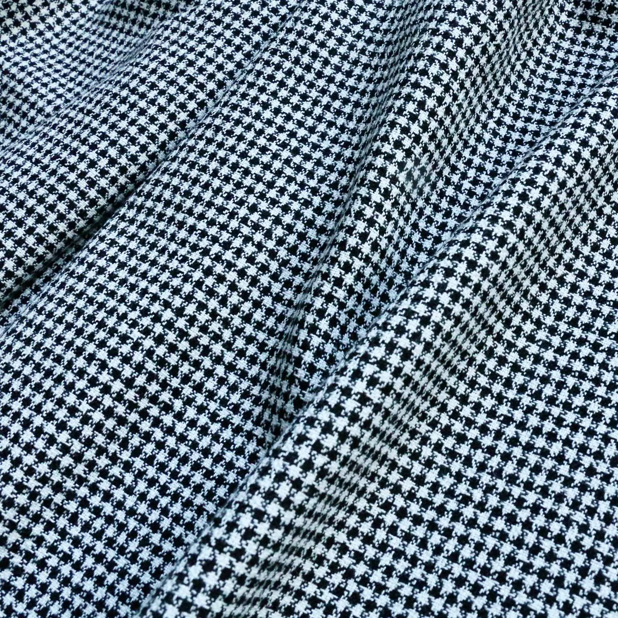 Double Crepe Fabric - Black & off-white check
