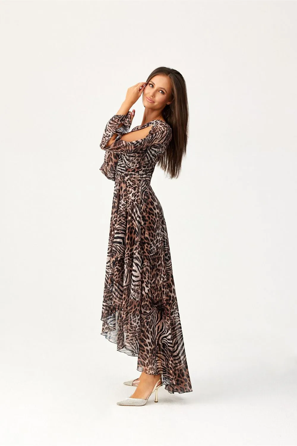 Draped Asymmetric Maxi Dress