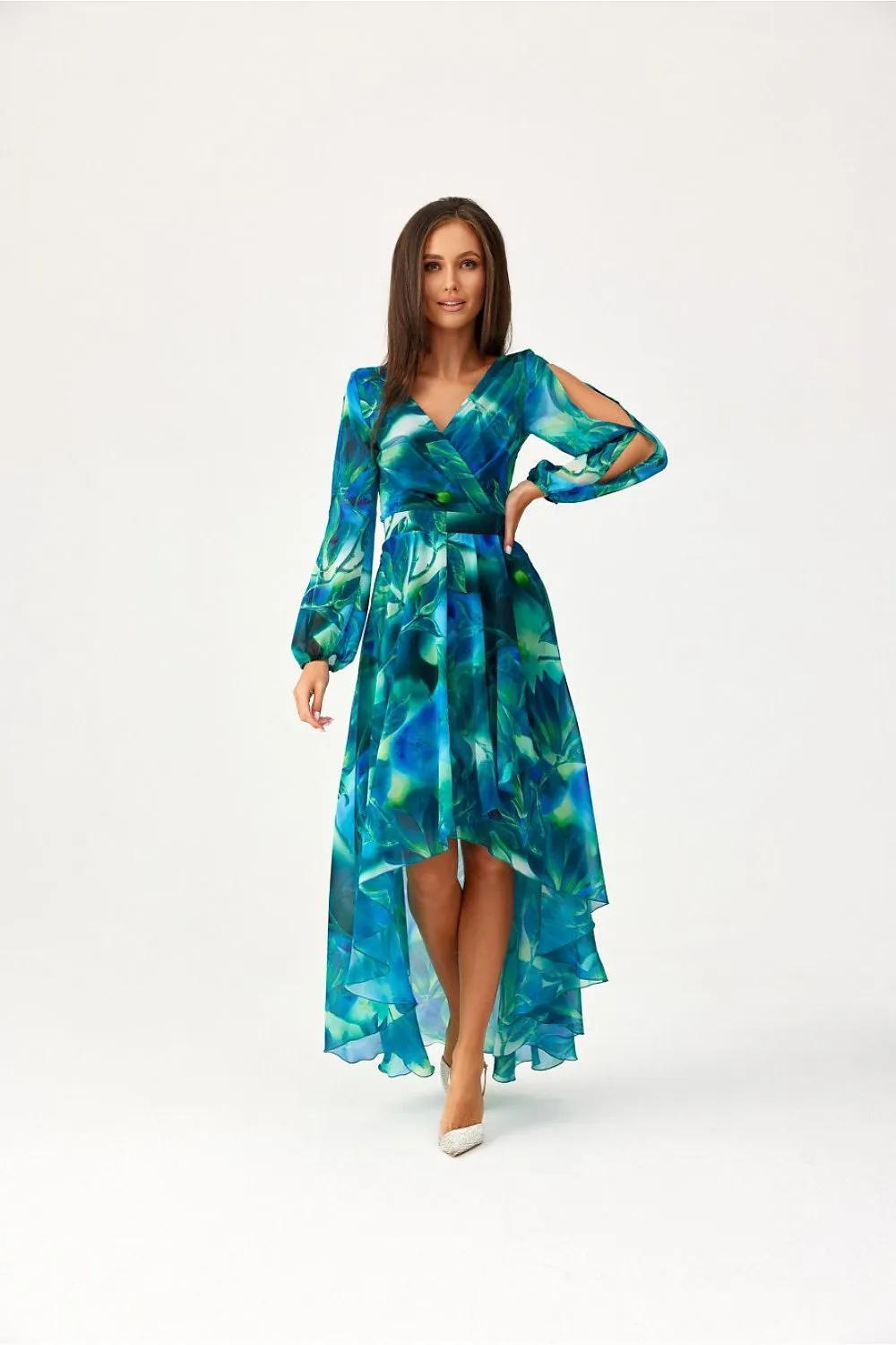 Draped Asymmetric Maxi Dress