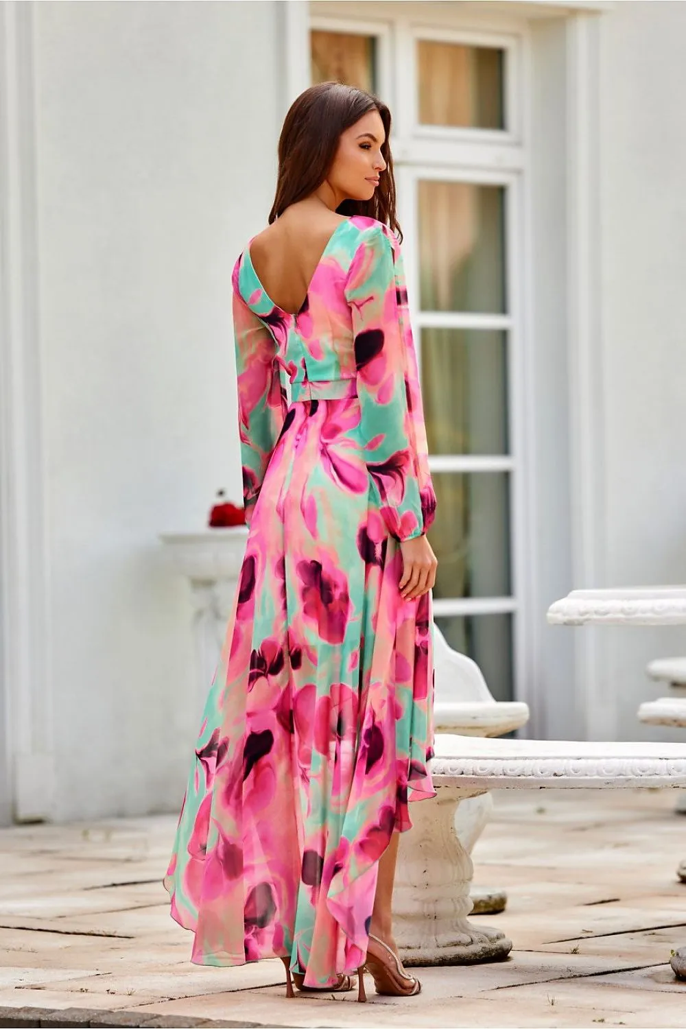 Draped Asymmetric Maxi Dress