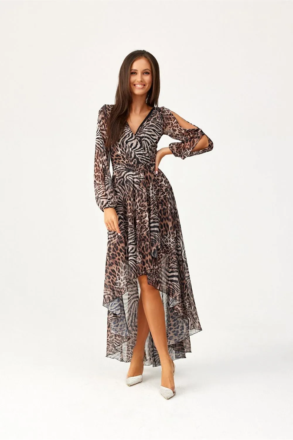 Draped Asymmetric Maxi Dress