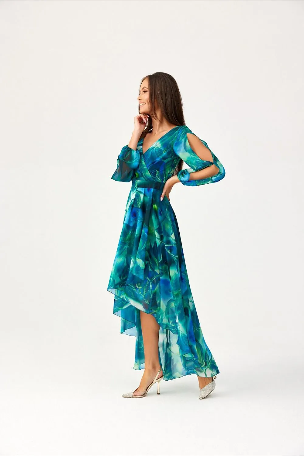 Draped Asymmetric Maxi Dress