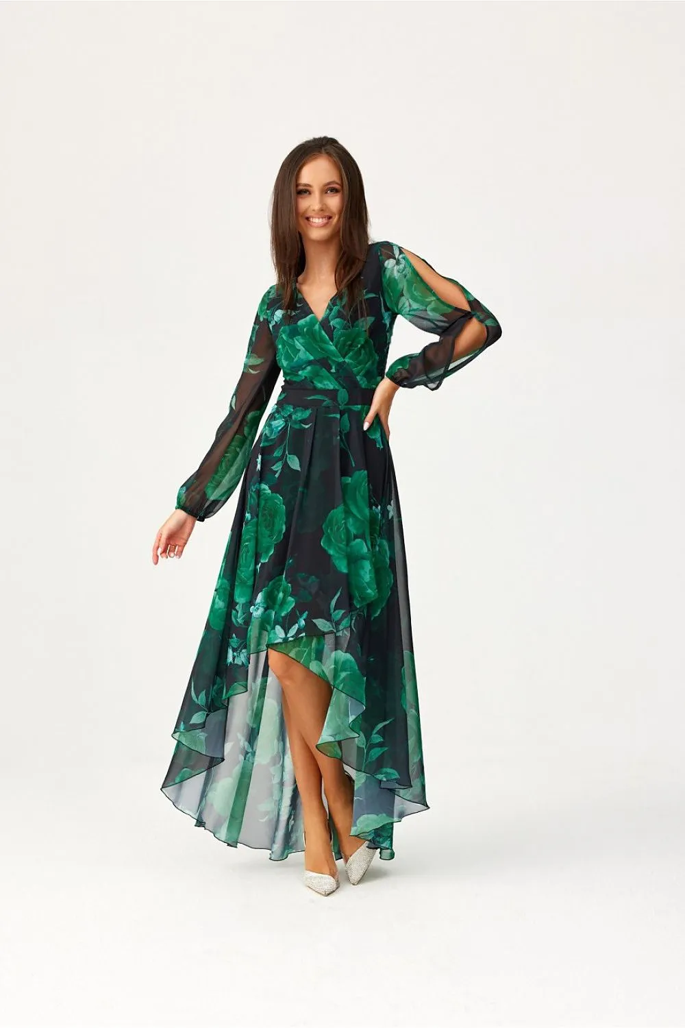 Draped Asymmetric Maxi Dress