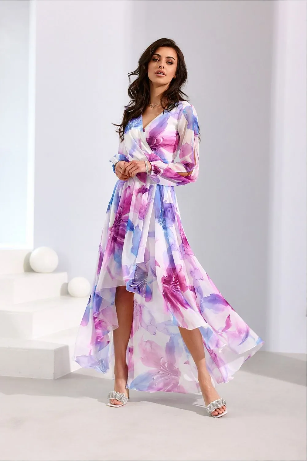 Draped Asymmetric Maxi Dress