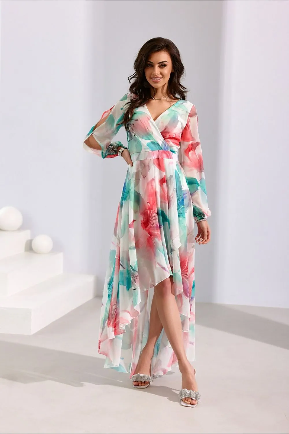 Draped Asymmetric Maxi Dress