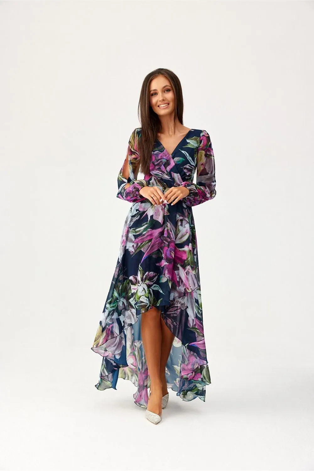 Draped Asymmetric Maxi Dress