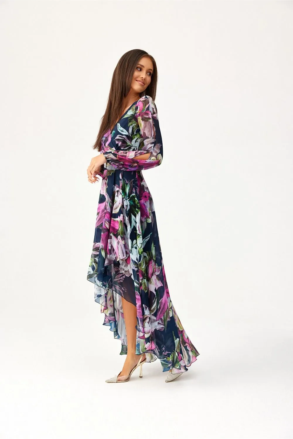 Draped Asymmetric Maxi Dress