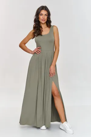 Draped Deep Neckline Maxi Dress