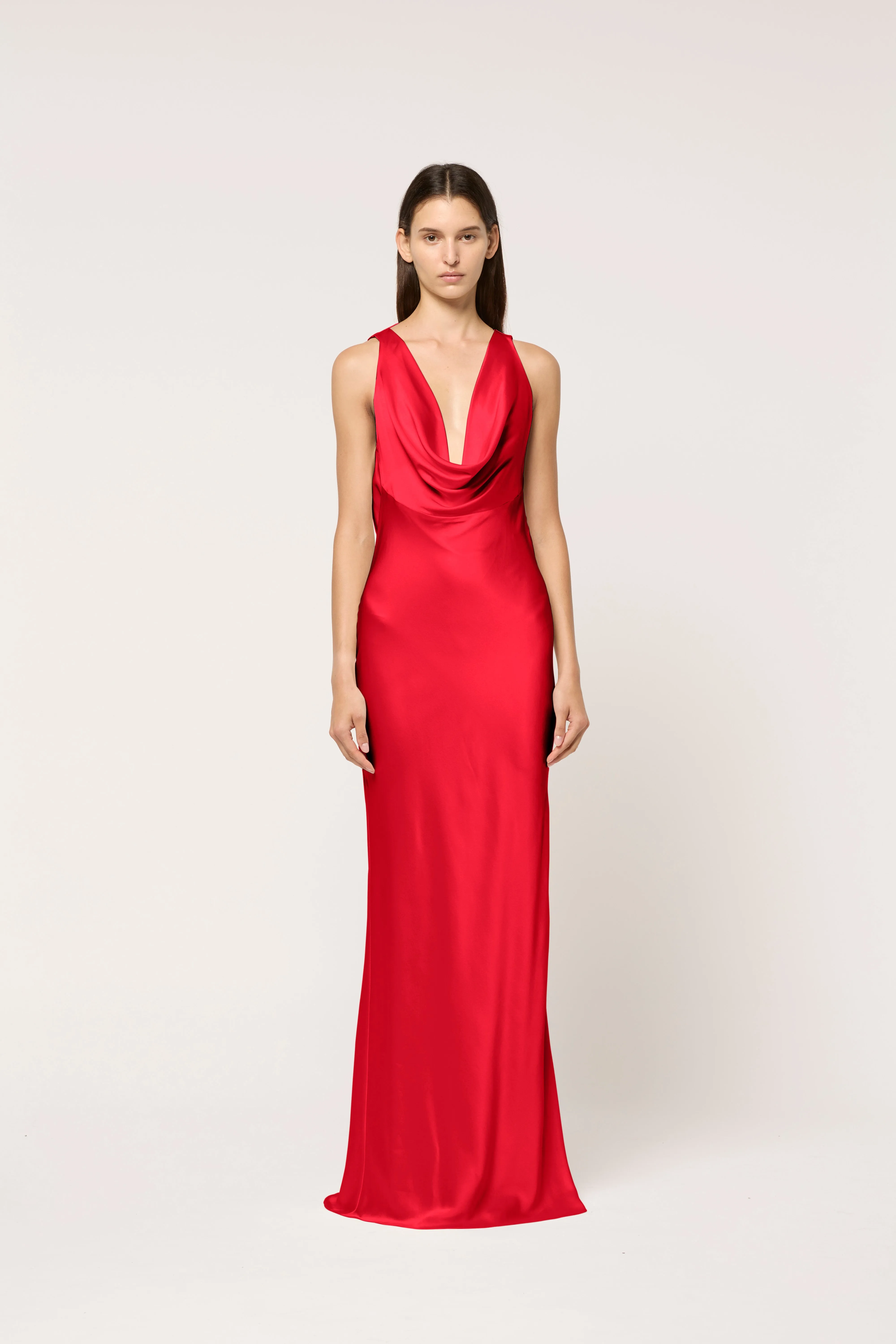 DRAPED FRONT MAXI DRESS