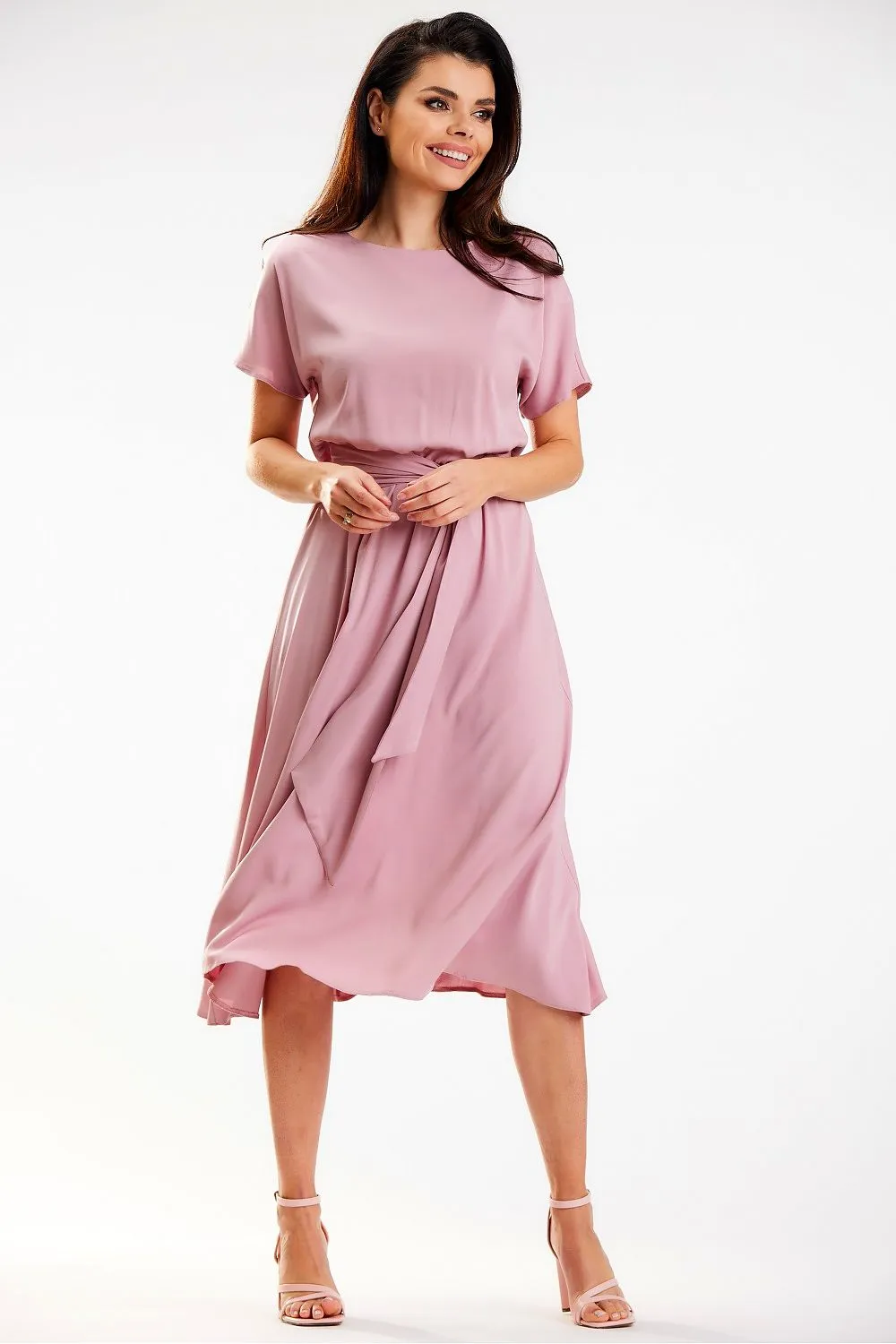 Draped Kimono Midi Dress