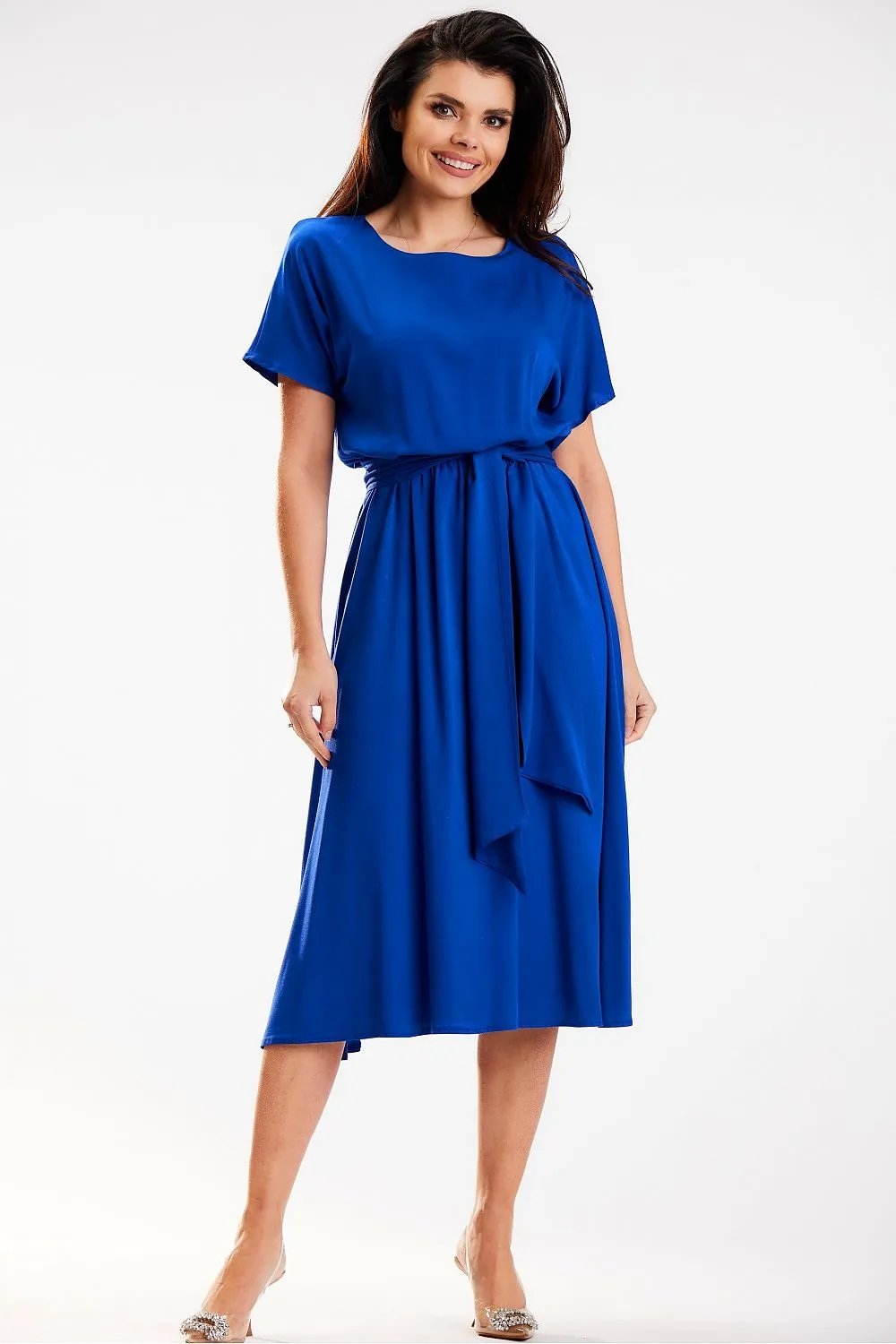 Draped Kimono Midi Dress