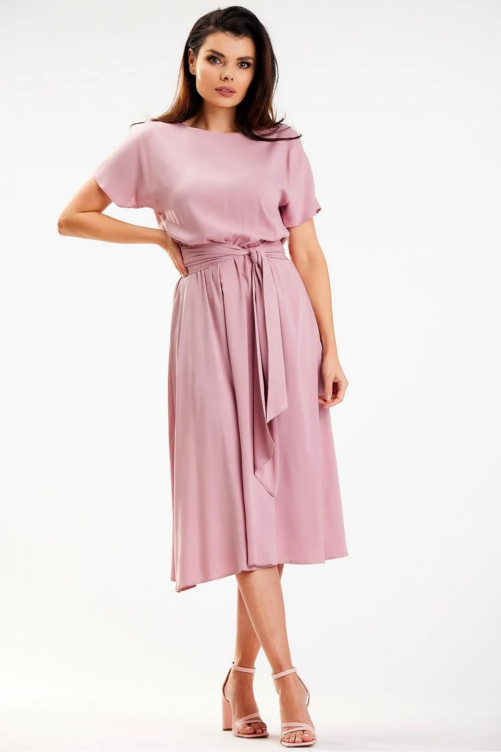 Draped Kimono Midi Dress