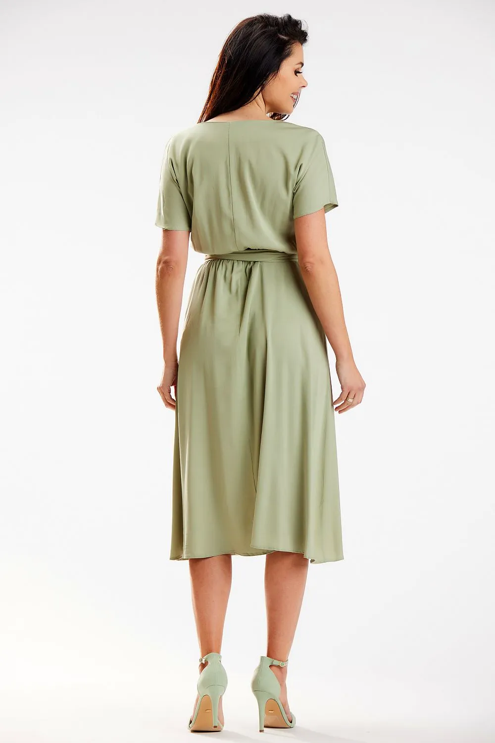 Draped Kimono Midi Dress