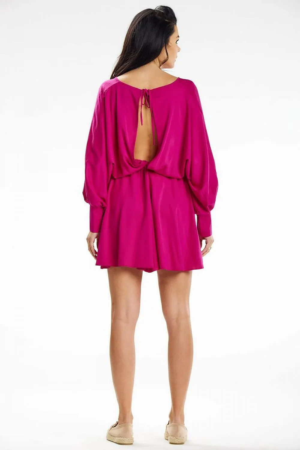 Draped Kimono Sleeve Mini Dress