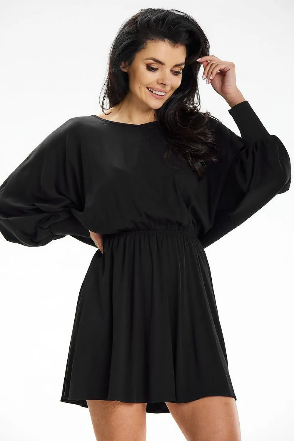 Draped Kimono Sleeve Mini Dress
