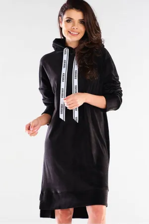 Draped Logo Velour Loose Dress