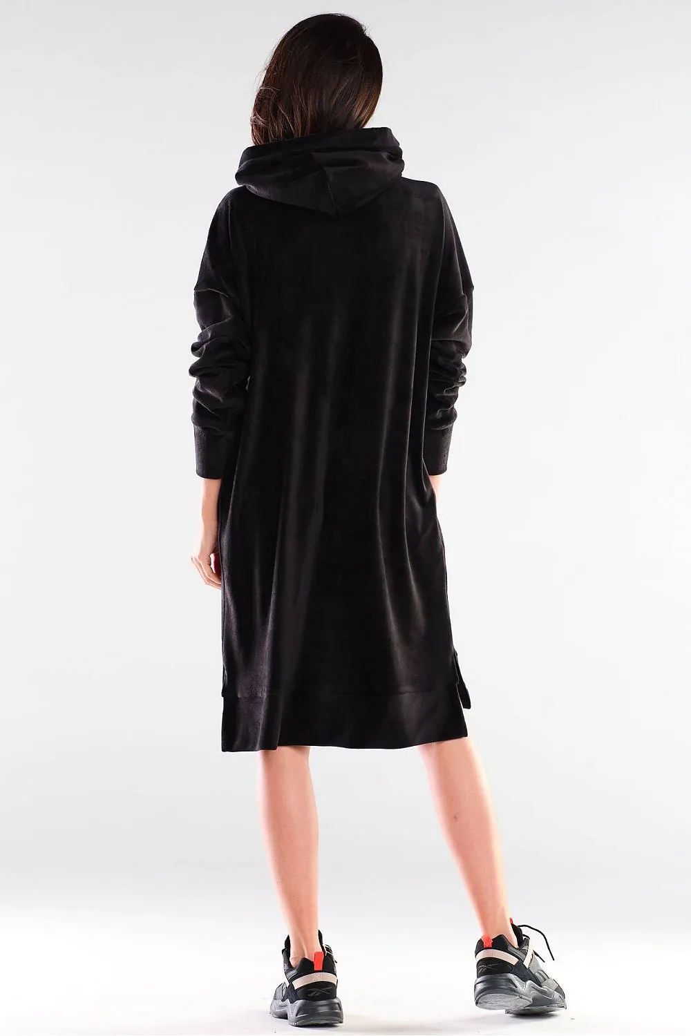 Draped Logo Velour Loose Dress