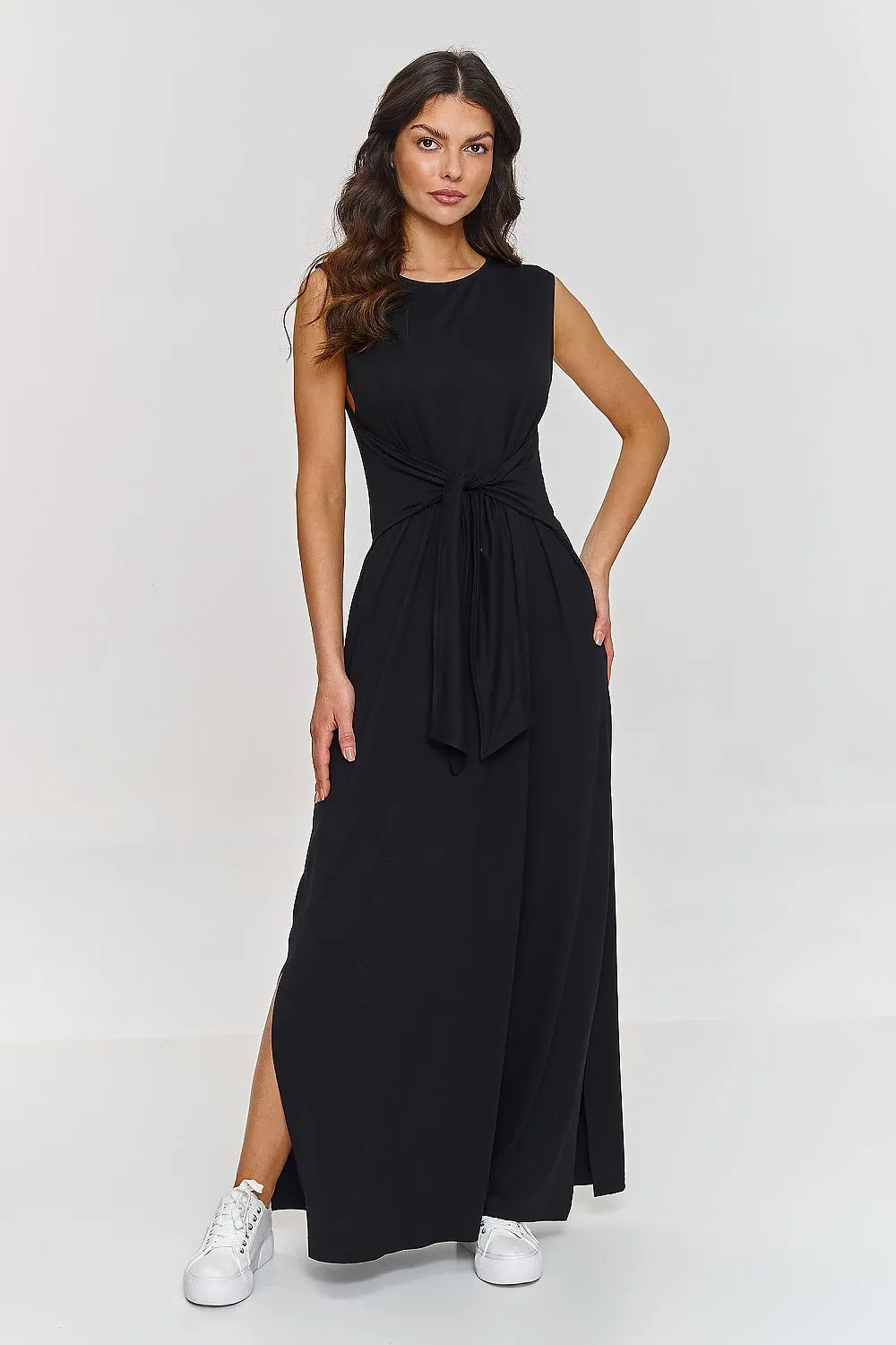 Draped Maxi Dress with Slit