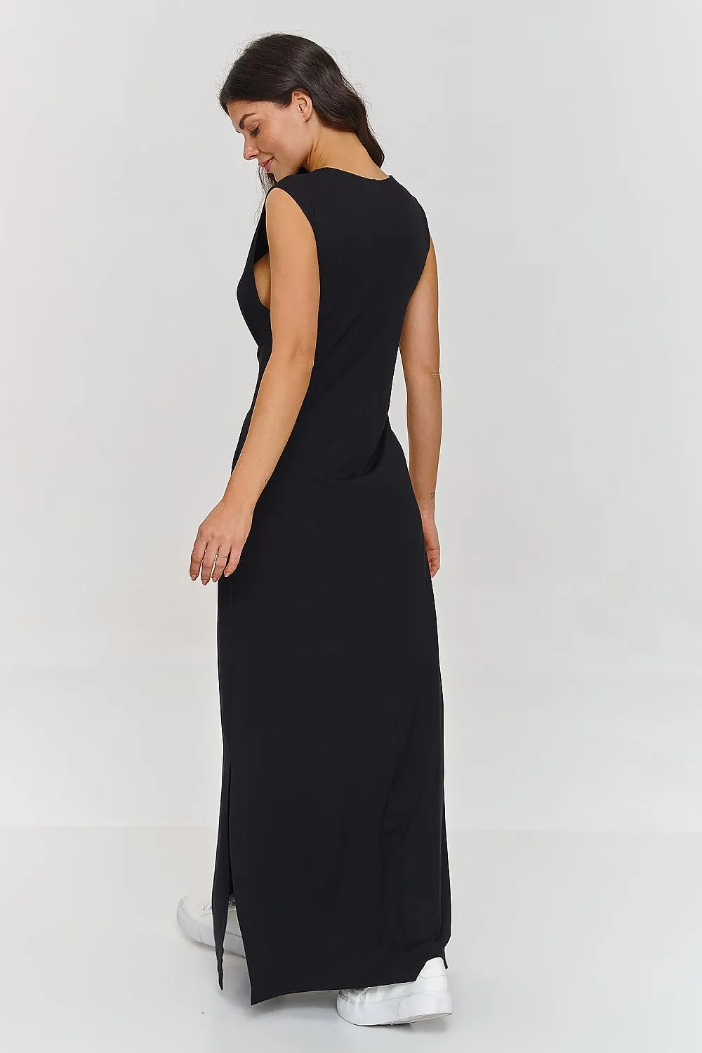 Draped Maxi Dress with Slit