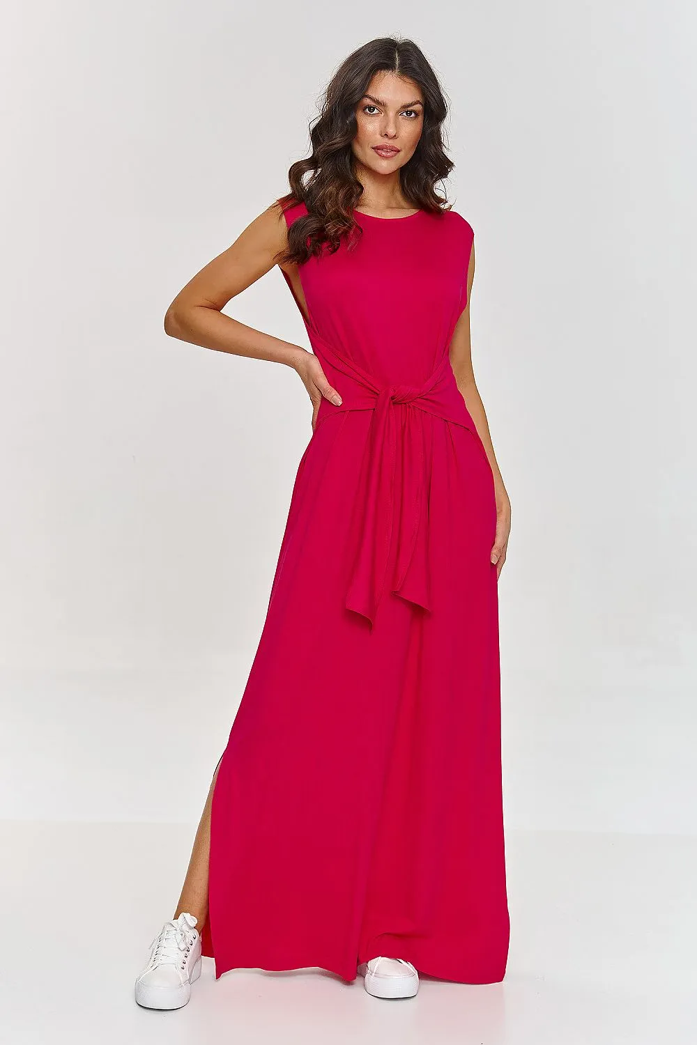 Draped Maxi Dress with Slit